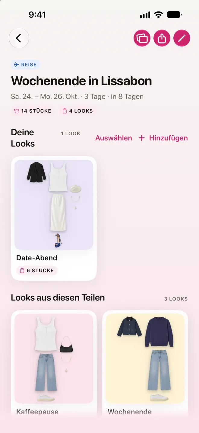 Die Kapseln mit einer Lissabon-Wochenendkapsel und ihren Looks