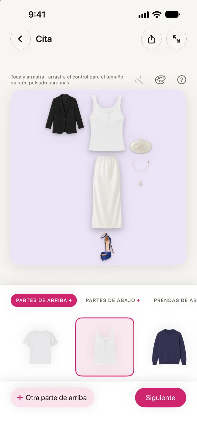 El lienzo para crear looks con un blazer negro, una camiseta de tirantes de canalé, una falda larga de satén y unos tacones azul cobalto